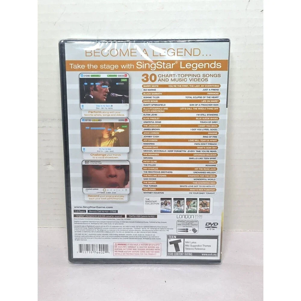 SingStar: Legends (Sony PlayStation 2, 2008) PS2 NEW FACTORY SEALED